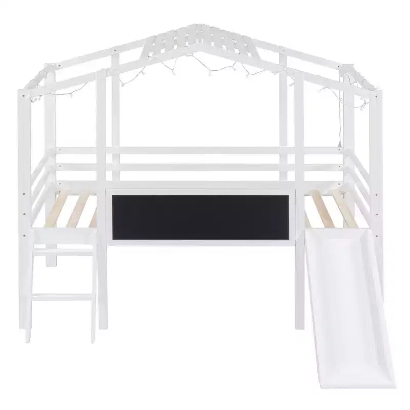 Lit mezzanine double en bois avec échelle