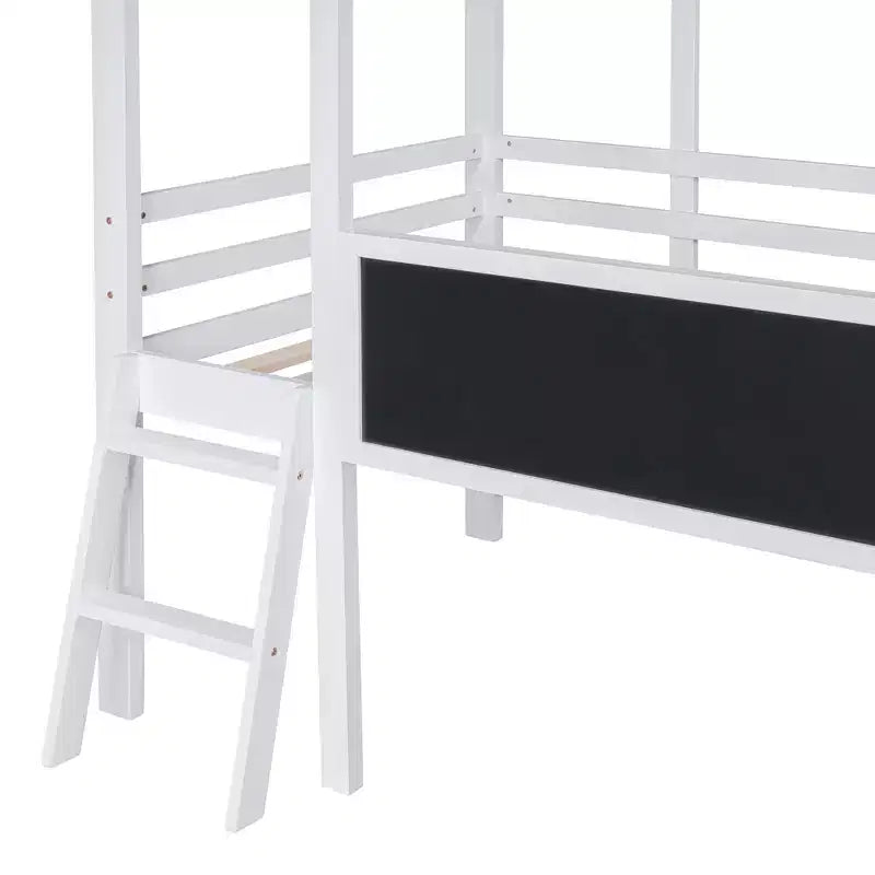 Lit mezzanine double en bois avec échelle