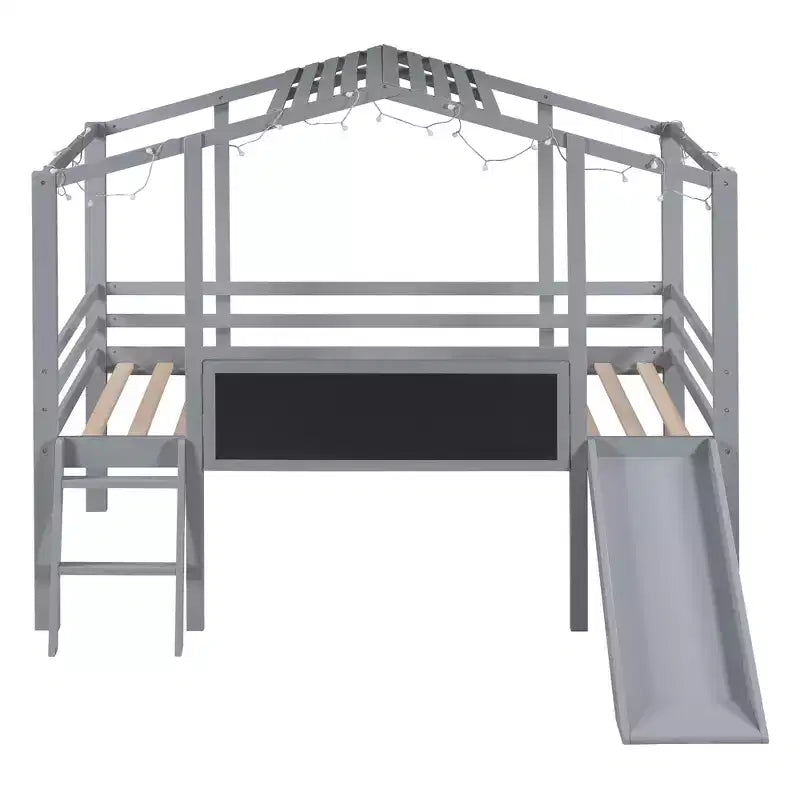 Lit mezzanine double en bois avec échelle