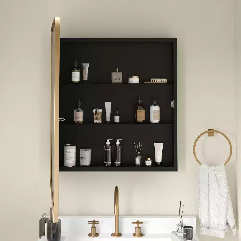 Armoire de toilette à cadre métallique avec design encastré réversible