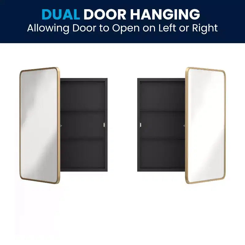 Armoire de toilette à cadre métallique avec design encastré réversible