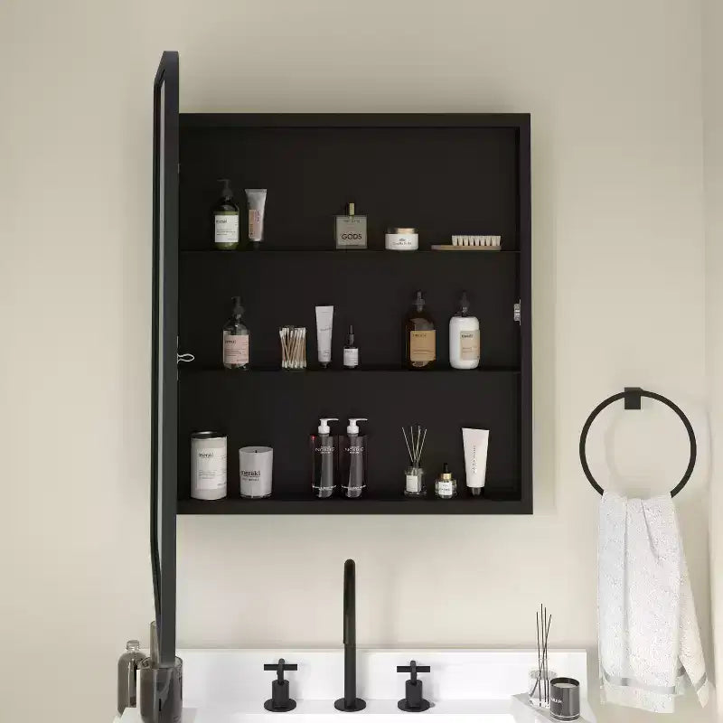 Armoire de toilette à cadre métallique avec design encastré réversible