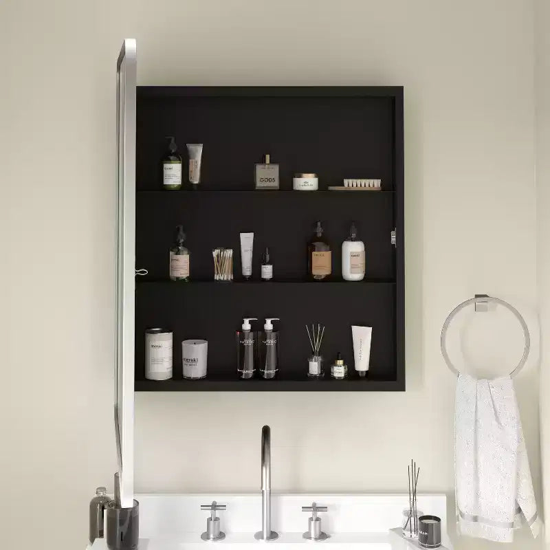 Armoire de toilette à cadre métallique avec design encastré réversible