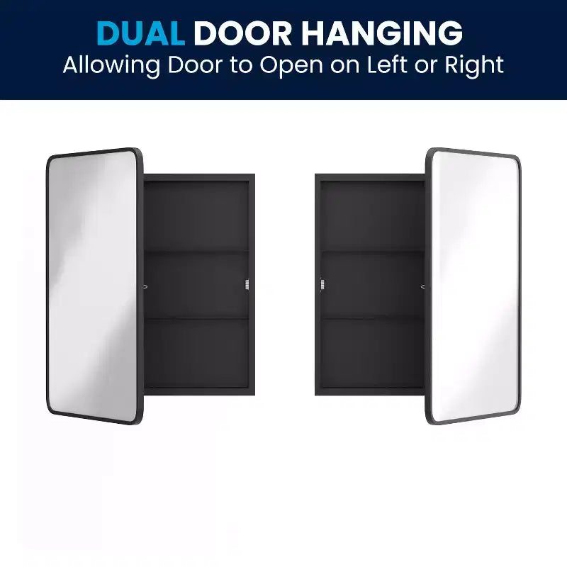 Armoire de toilette à cadre métallique avec design encastré réversible