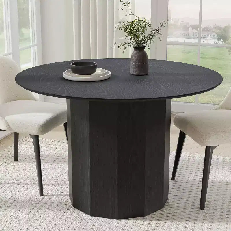 Table de salle à manger ronde de style Mid-Century - Table de cuisine en bois