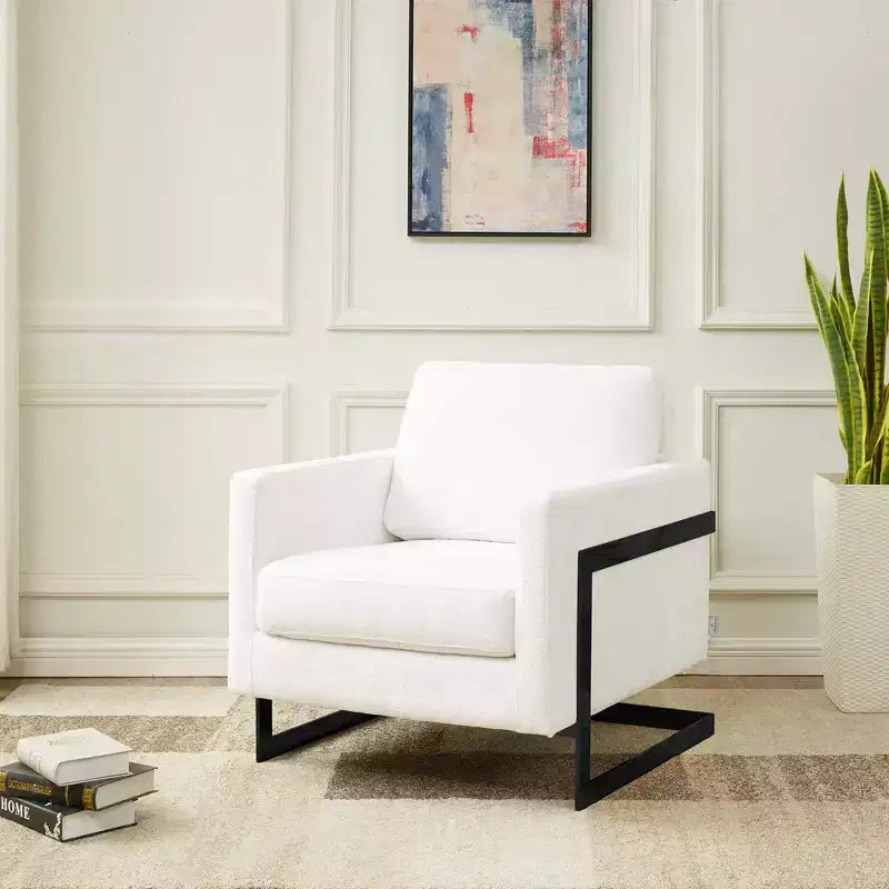 Fauteuil avec cadre en acier inoxydable noir