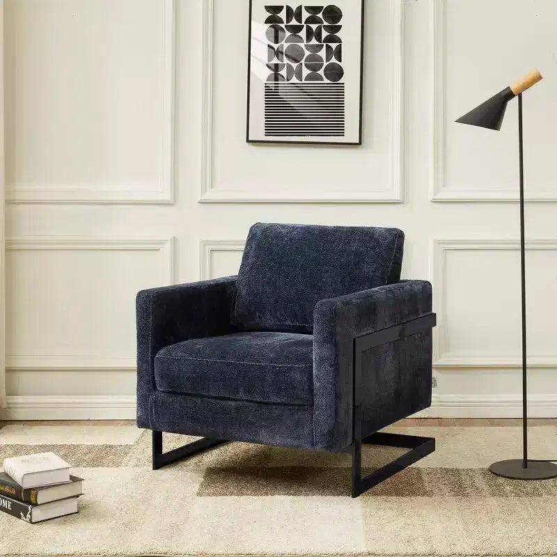 Fauteuil avec cadre en acier inoxydable noir