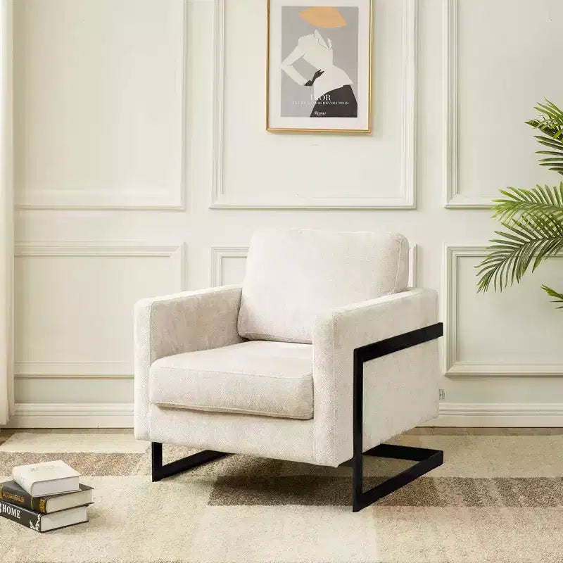Fauteuil avec cadre en acier inoxydable noir