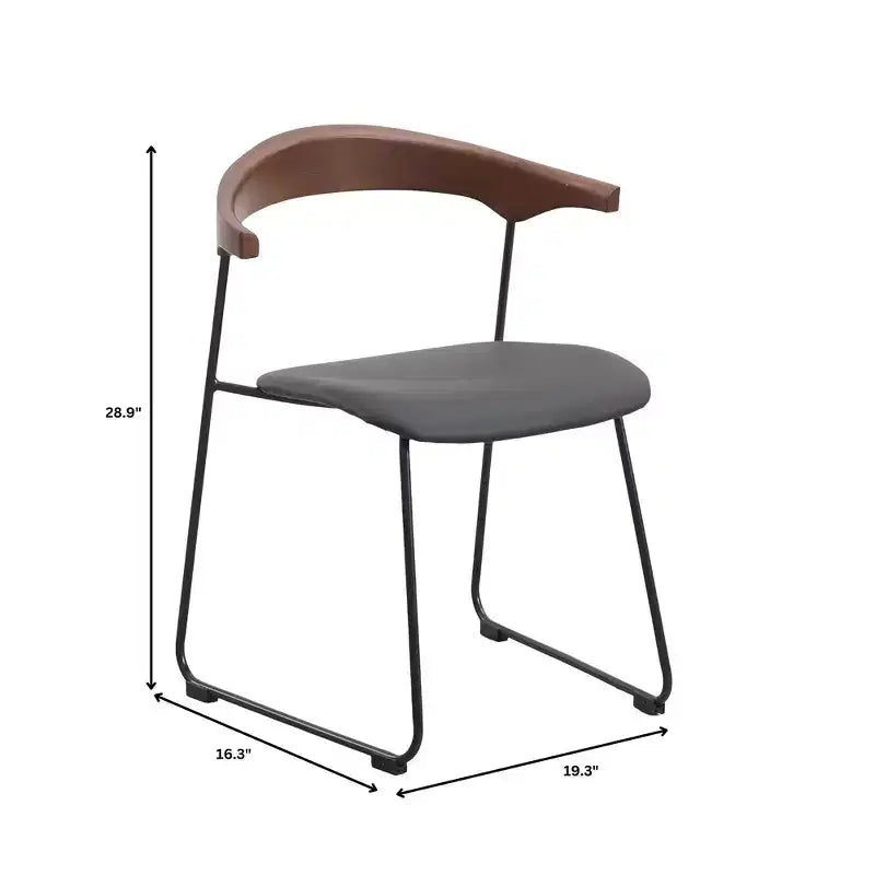 Lot de 2 chaises de salle à manger modernes rembourrées, assise en cuir et dossier en hêtre