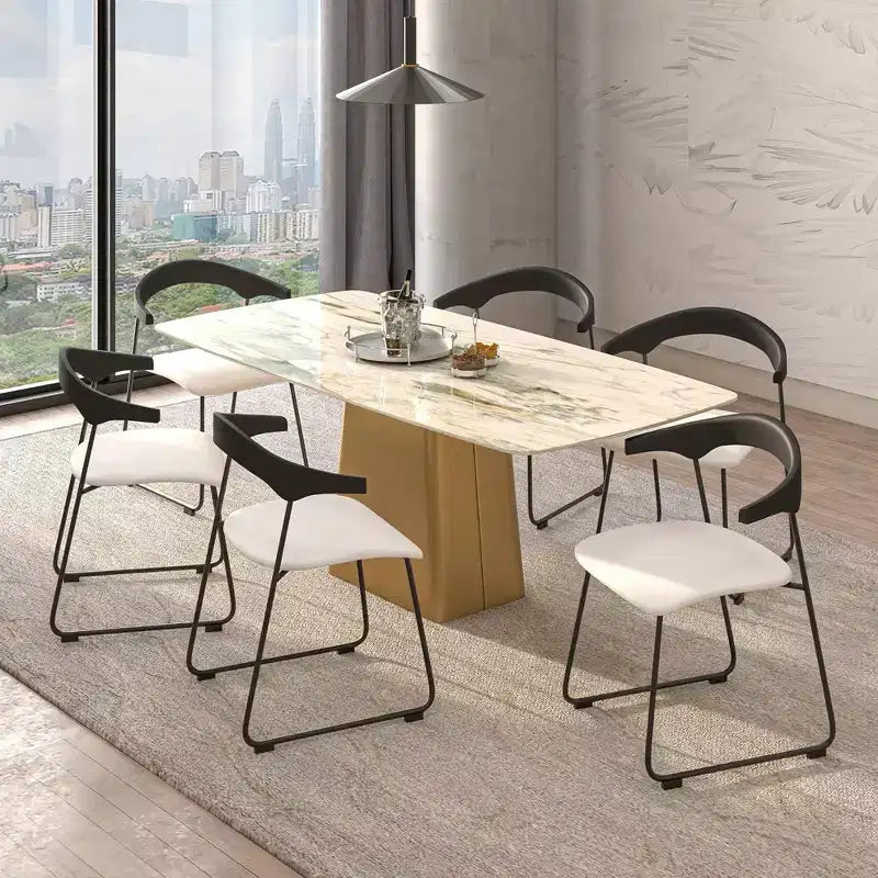 Lot de 2 chaises de salle à manger modernes rembourrées, assise en cuir et dossier en hêtre