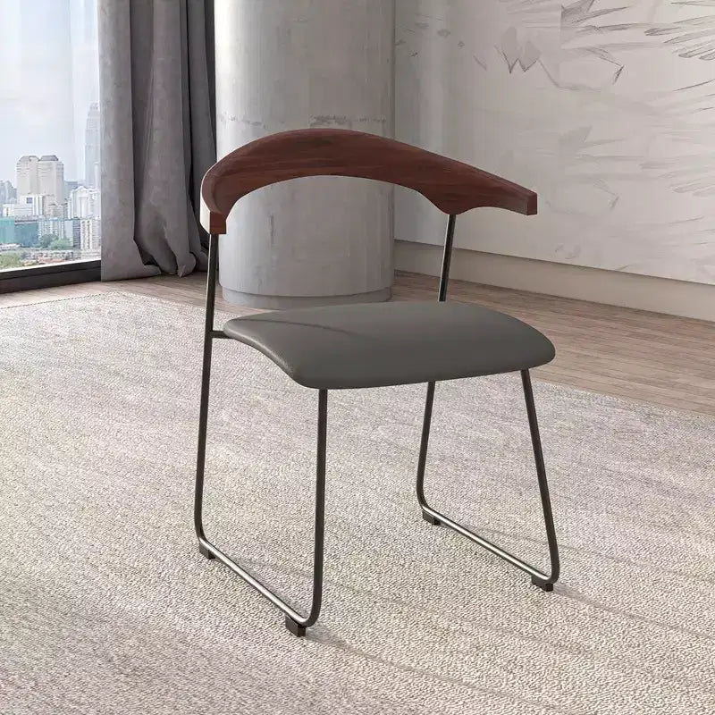 Lot de 2 chaises de salle à manger modernes rembourrées, assise en cuir et dossier en hêtre