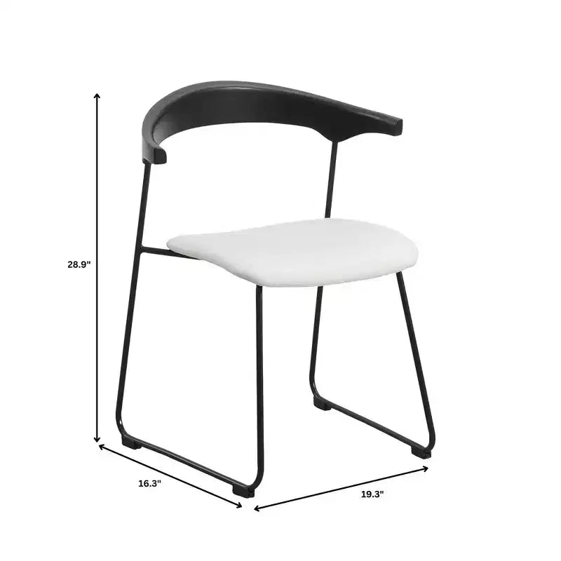 Lot de 2 chaises de salle à manger modernes rembourrées, assise en cuir et dossier en hêtre