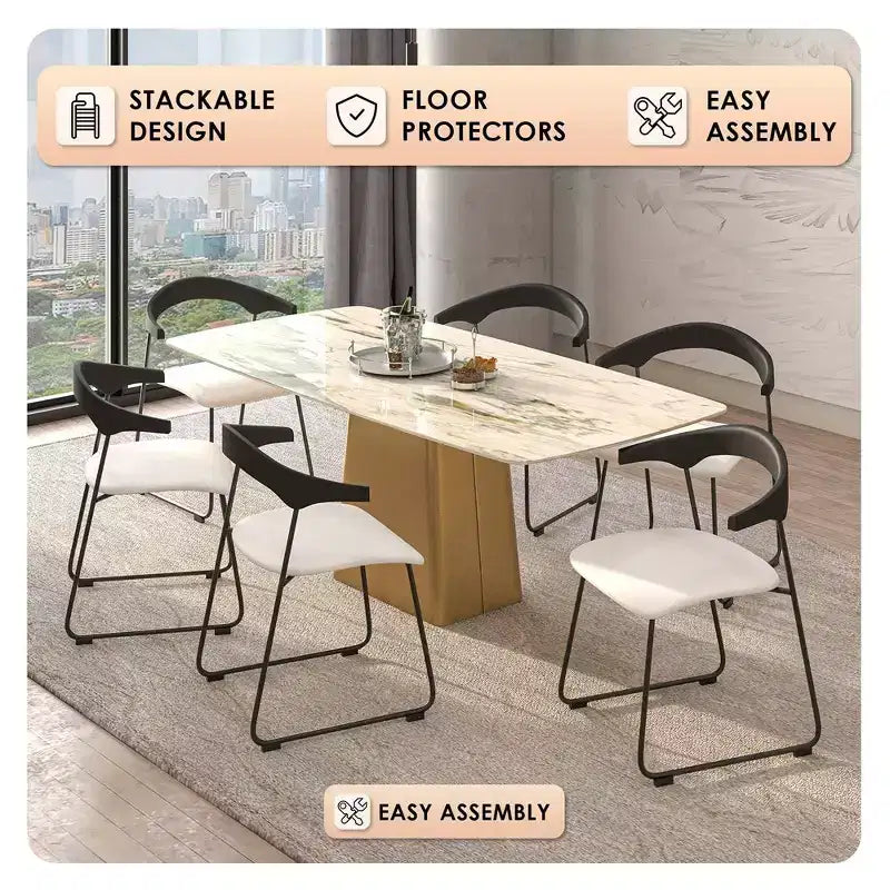 Lot de 2 chaises de salle à manger modernes rembourrées, assise en cuir et dossier en hêtre