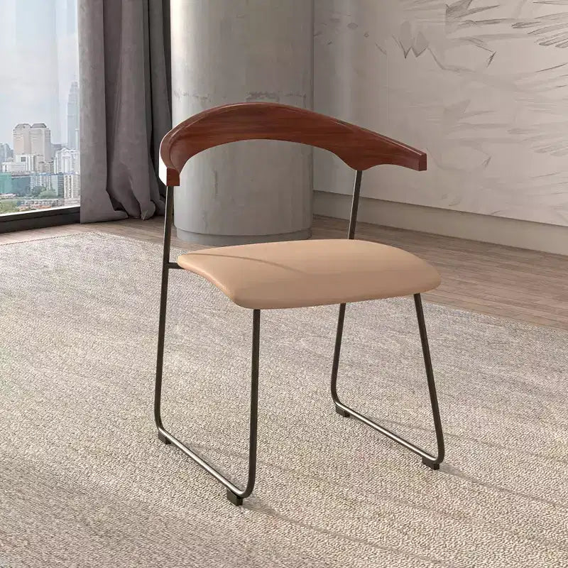 Lot de 2 chaises de salle à manger modernes rembourrées, assise en cuir et dossier en hêtre