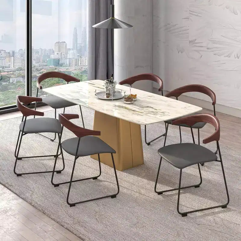 Lot de 2 chaises de salle à manger modernes rembourrées, assise en cuir et dossier en hêtre