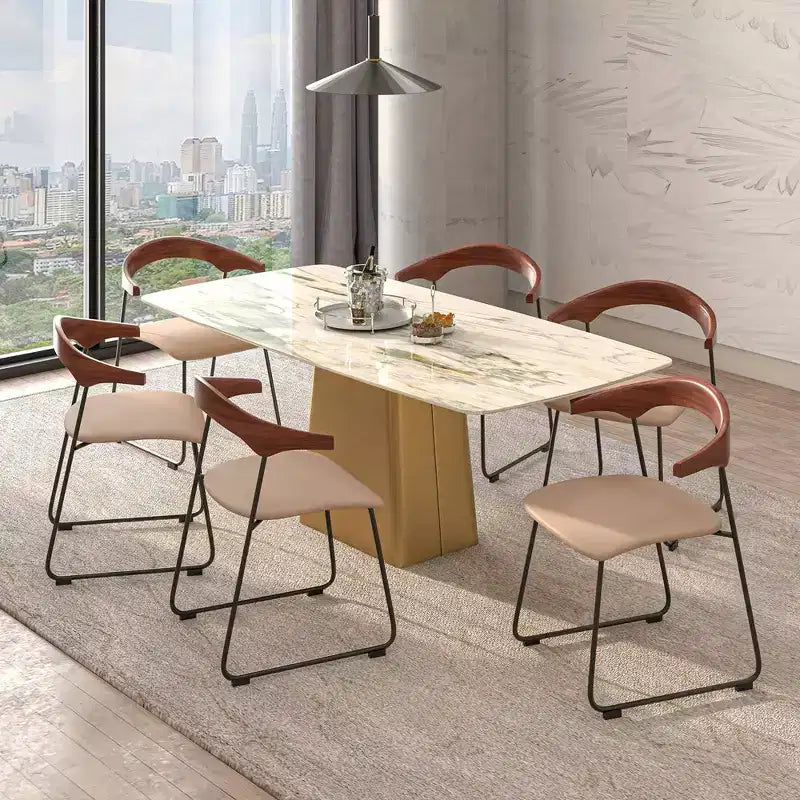 Lot de 2 chaises de salle à manger modernes rembourrées, assise en cuir et dossier en hêtre
