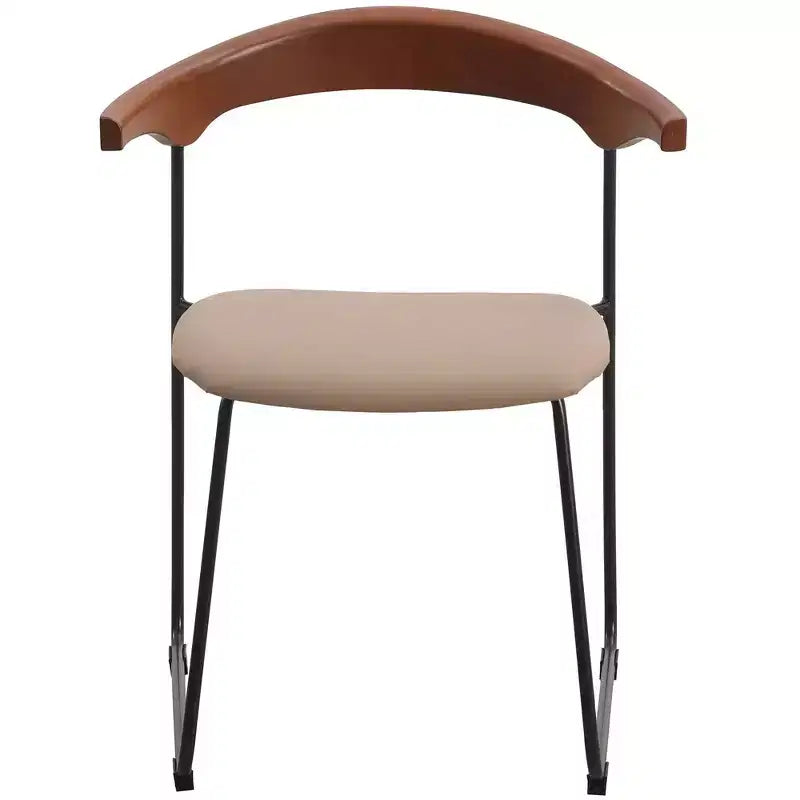 Lot de 2 chaises de salle à manger modernes rembourrées, assise en cuir et dossier en hêtre