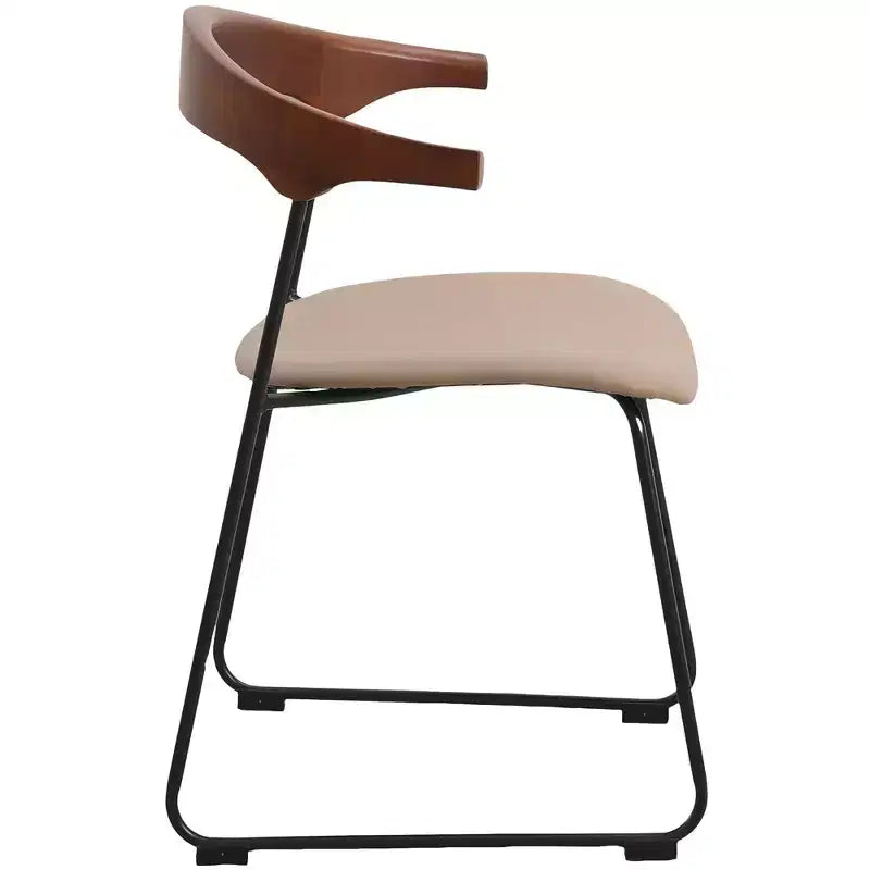 Lot de 2 chaises de salle à manger modernes rembourrées, assise en cuir et dossier en hêtre