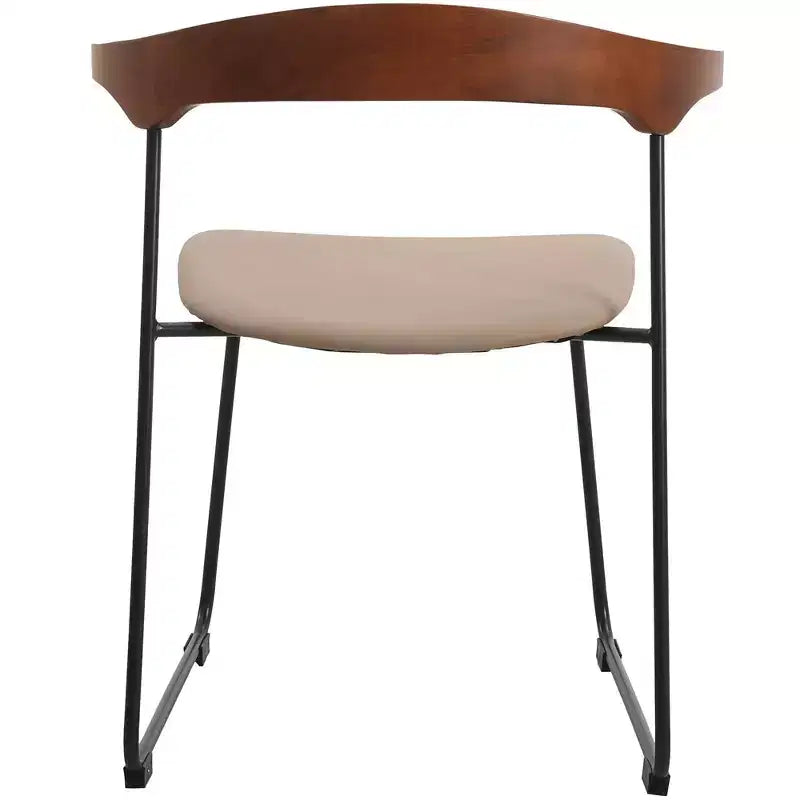 Lot de 2 chaises de salle à manger modernes rembourrées, assise en cuir et dossier en hêtre