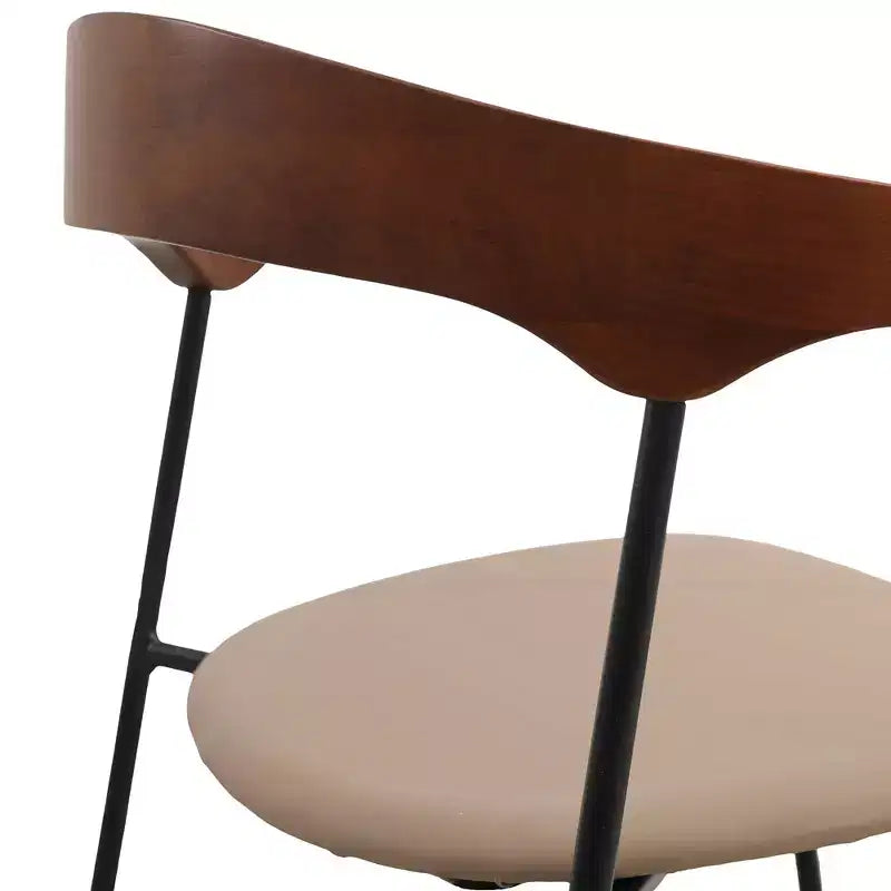 Lot de 2 chaises de salle à manger modernes rembourrées, assise en cuir et dossier en hêtre