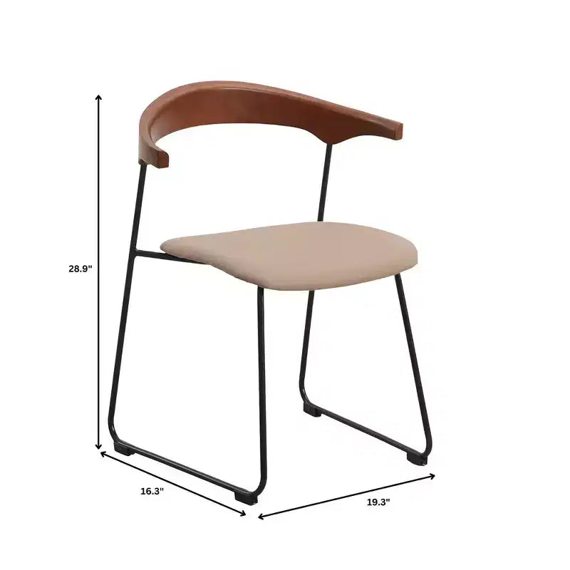 Lot de 2 chaises de salle à manger modernes rembourrées, assise en cuir et dossier en hêtre
