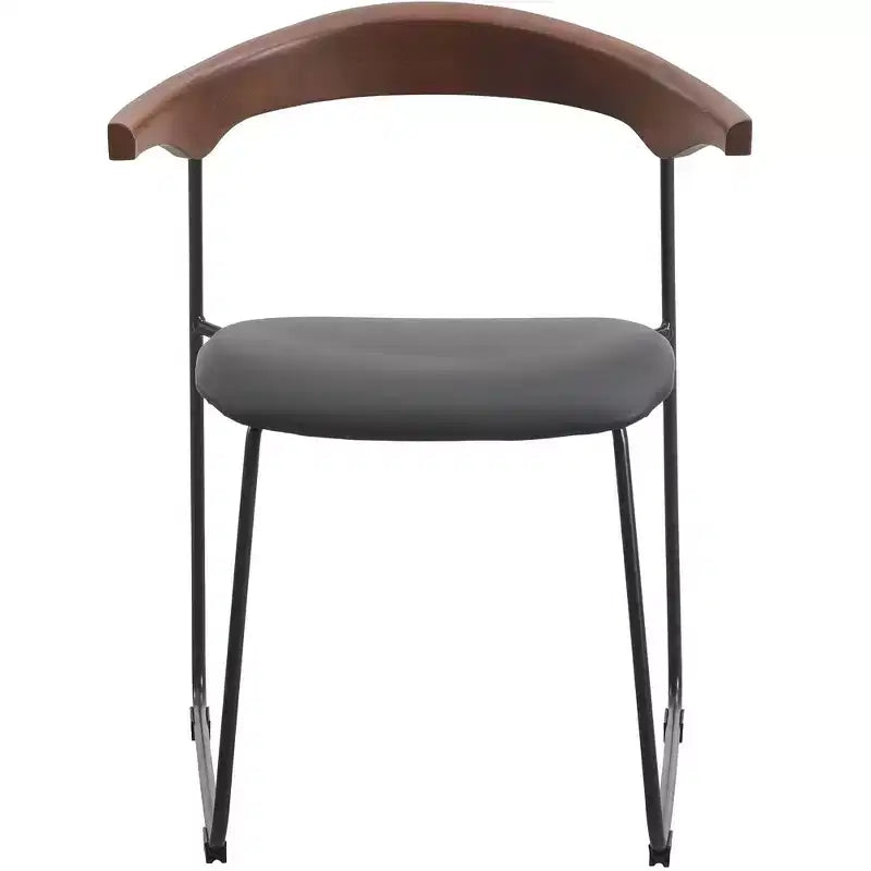 Lot de 2 chaises de salle à manger modernes rembourrées, assise en cuir et dossier en hêtre