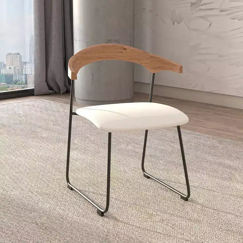 Lot de 2 chaises de salle à manger modernes rembourrées, assise en cuir et dossier en hêtre
