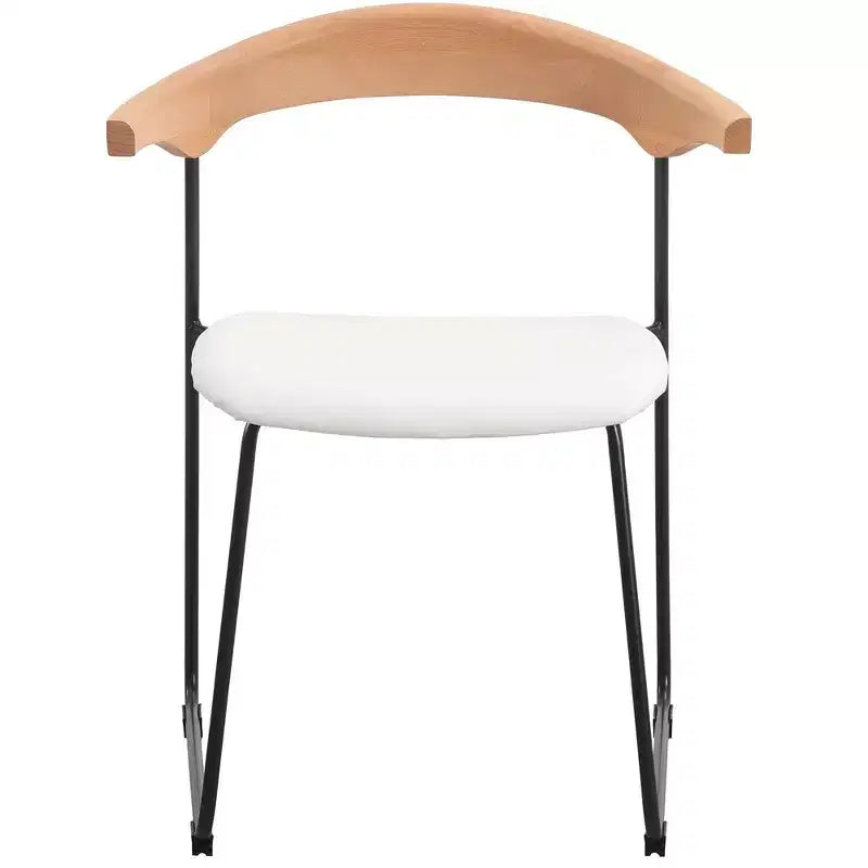 Lot de 2 chaises de salle à manger modernes rembourrées, assise en cuir et dossier en hêtre