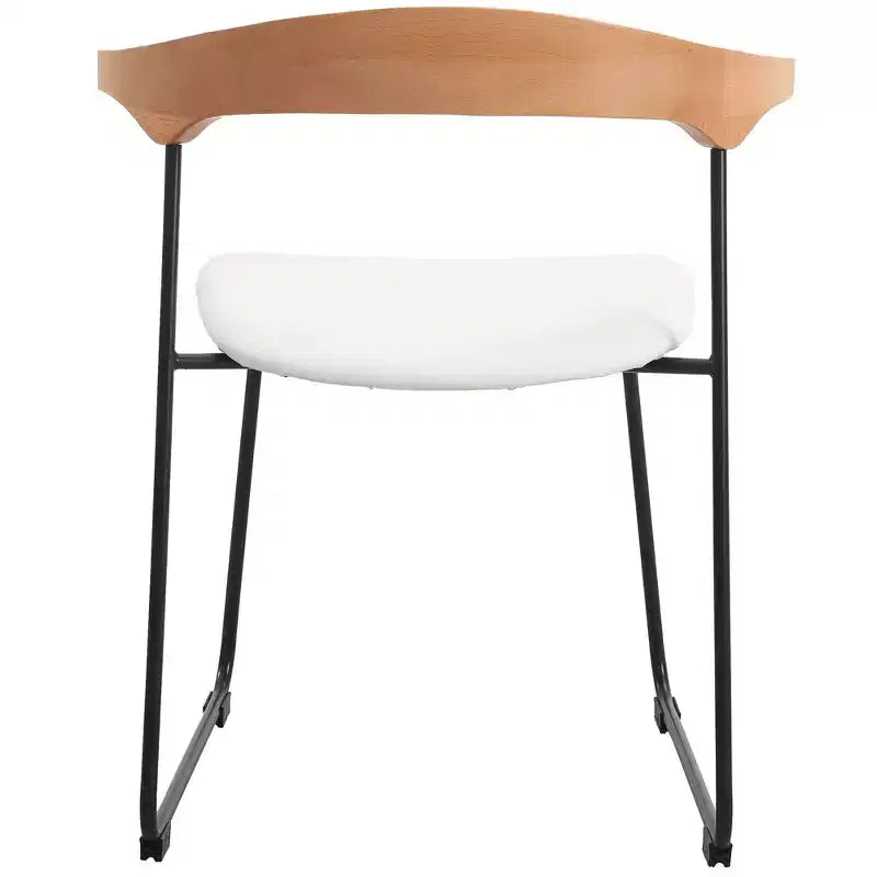 Lot de 2 chaises de salle à manger modernes rembourrées, assise en cuir et dossier en hêtre