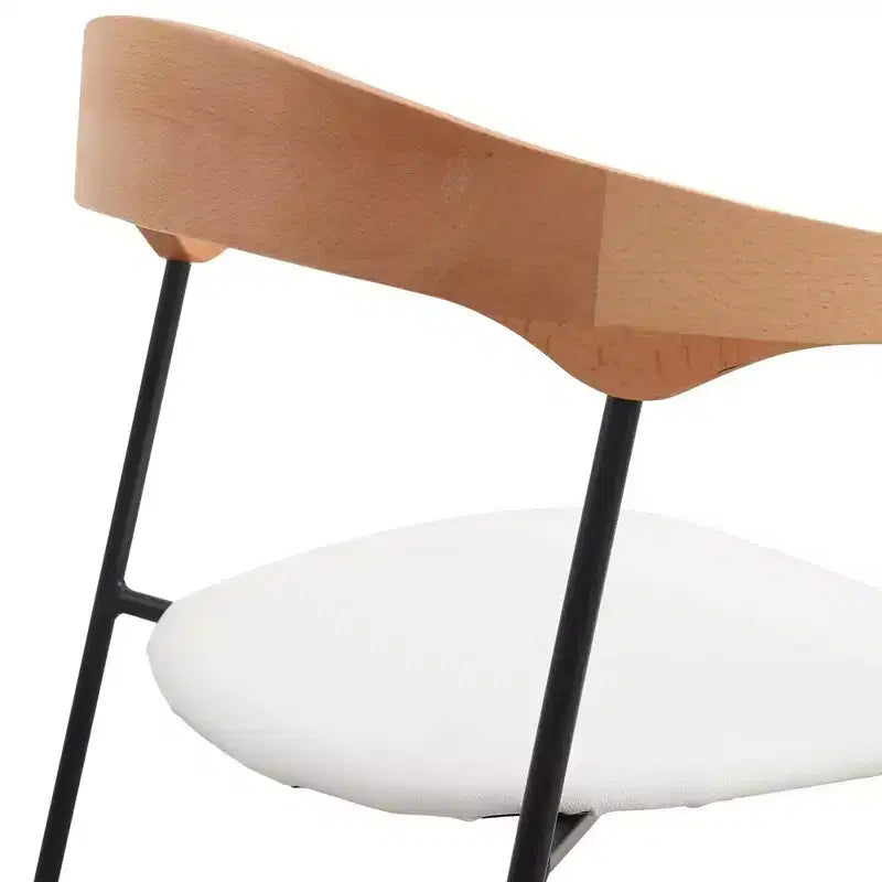 Lot de 2 chaises de salle à manger modernes rembourrées, assise en cuir et dossier en hêtre