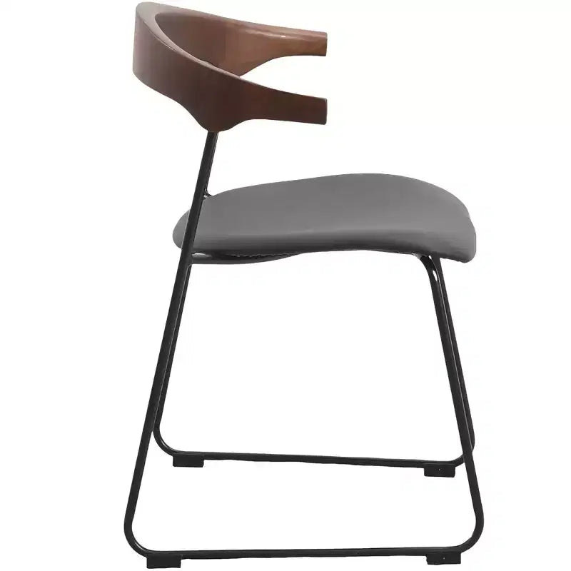 Lot de 2 chaises de salle à manger modernes rembourrées, assise en cuir et dossier en hêtre