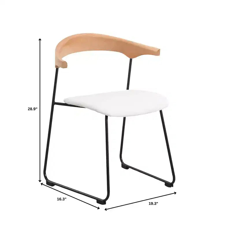 Lot de 2 chaises de salle à manger modernes rembourrées, assise en cuir et dossier en hêtre