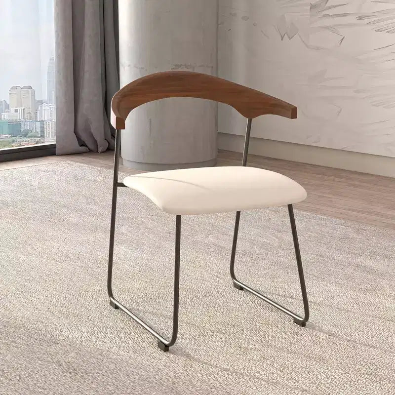 Lot de 2 chaises de salle à manger modernes rembourrées, assise en cuir et dossier en hêtre