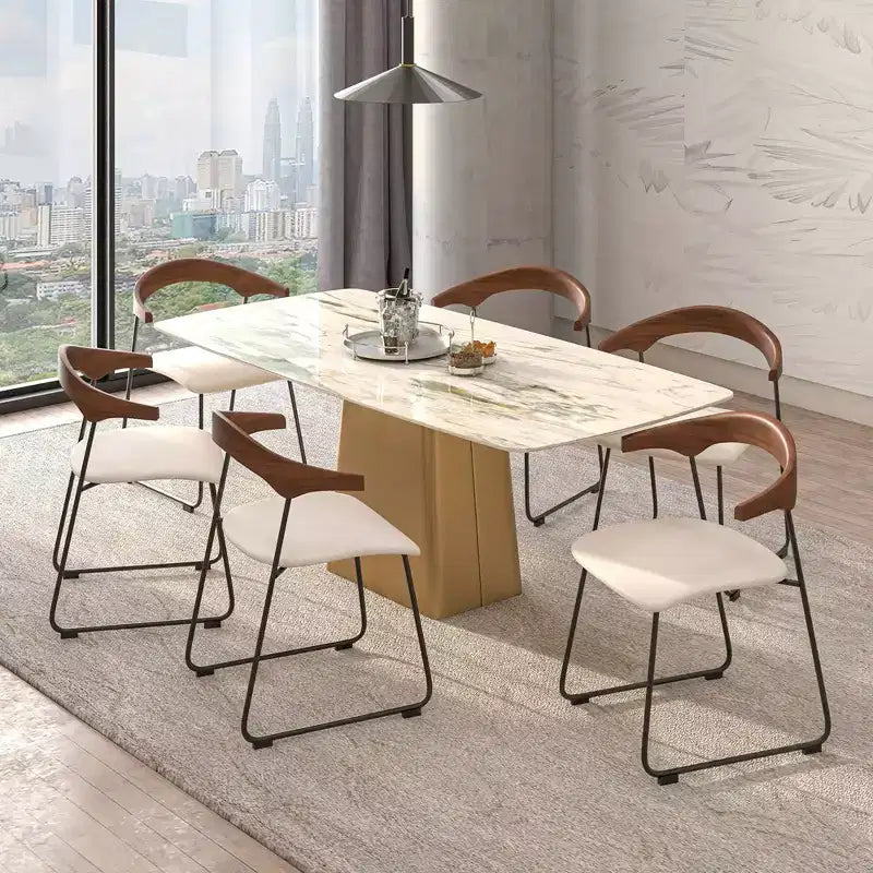 Lot de 2 chaises de salle à manger modernes rembourrées, assise en cuir et dossier en hêtre