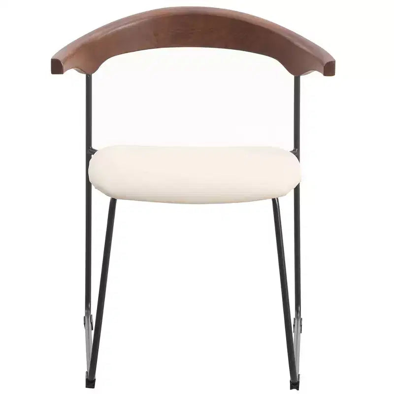 Lot de 2 chaises de salle à manger modernes rembourrées, assise en cuir et dossier en hêtre