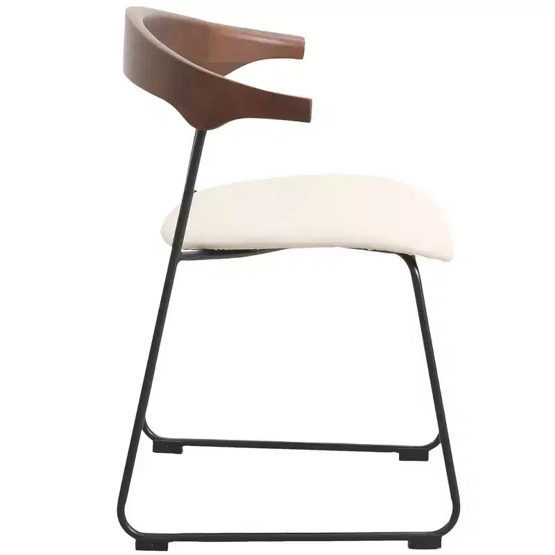 Lot de 2 chaises de salle à manger modernes rembourrées, assise en cuir et dossier en hêtre