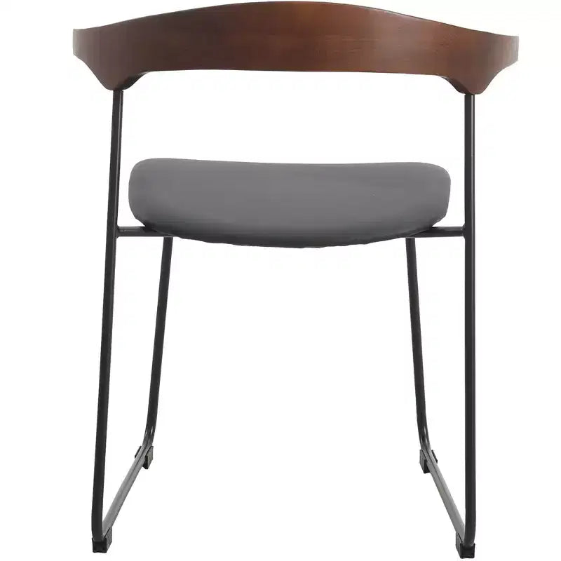 Lot de 2 chaises de salle à manger modernes rembourrées, assise en cuir et dossier en hêtre