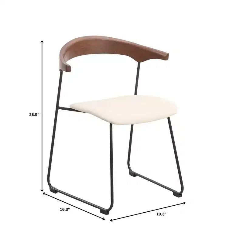 Lot de 2 chaises de salle à manger modernes rembourrées, assise en cuir et dossier en hêtre