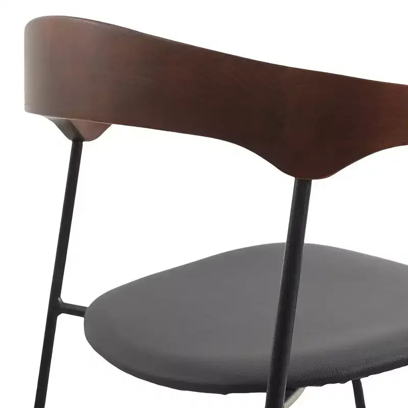 Lot de 2 chaises de salle à manger modernes rembourrées, assise en cuir et dossier en hêtre