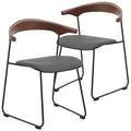 LeisureMod Lyra Series Modern Upholstered Dining Chairs Set of 2 Leather Seat with Beech Back and Iron Legs Modern Kitchen Dining Room Home Cafe
