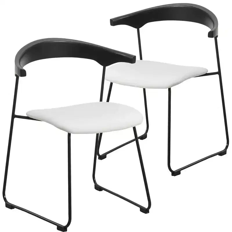 Lot de 2 chaises de salle à manger modernes rembourrées, assise en cuir et dossier en hêtre