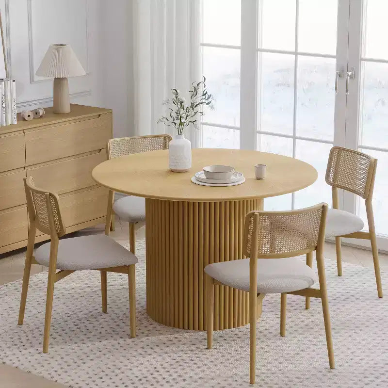Dovelina 46 Round Dining Table Modern Wood Kitchen Table Dining Room Table for 4 People