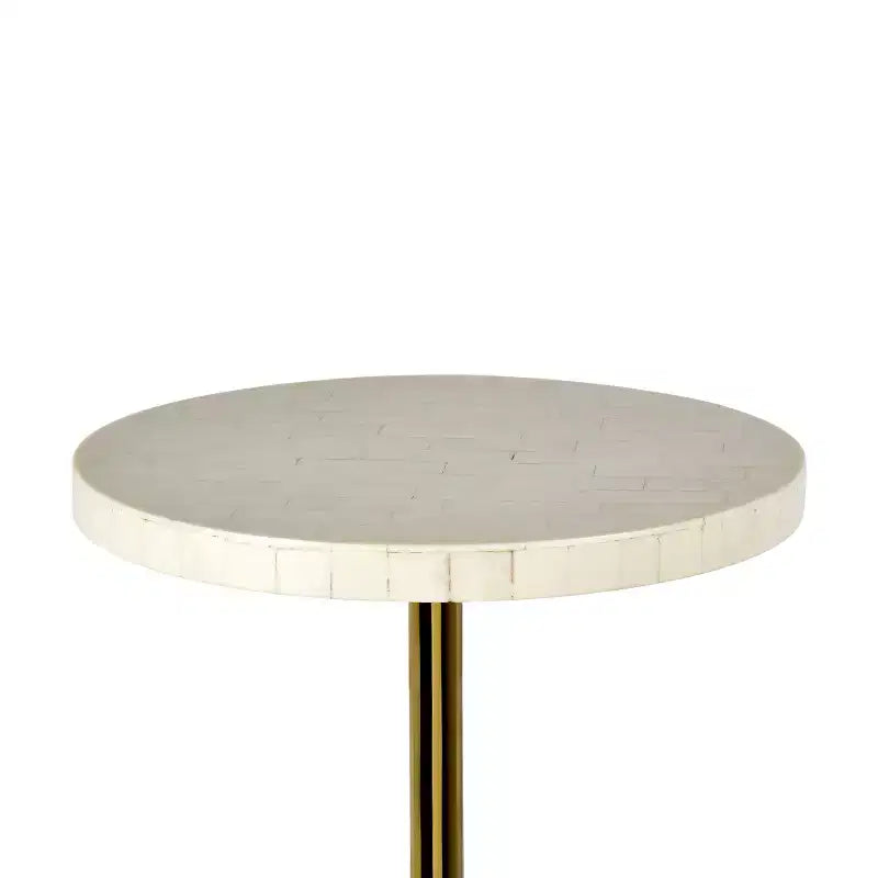 Guéridon en métal/résine style glamour avec plateau mosaïque