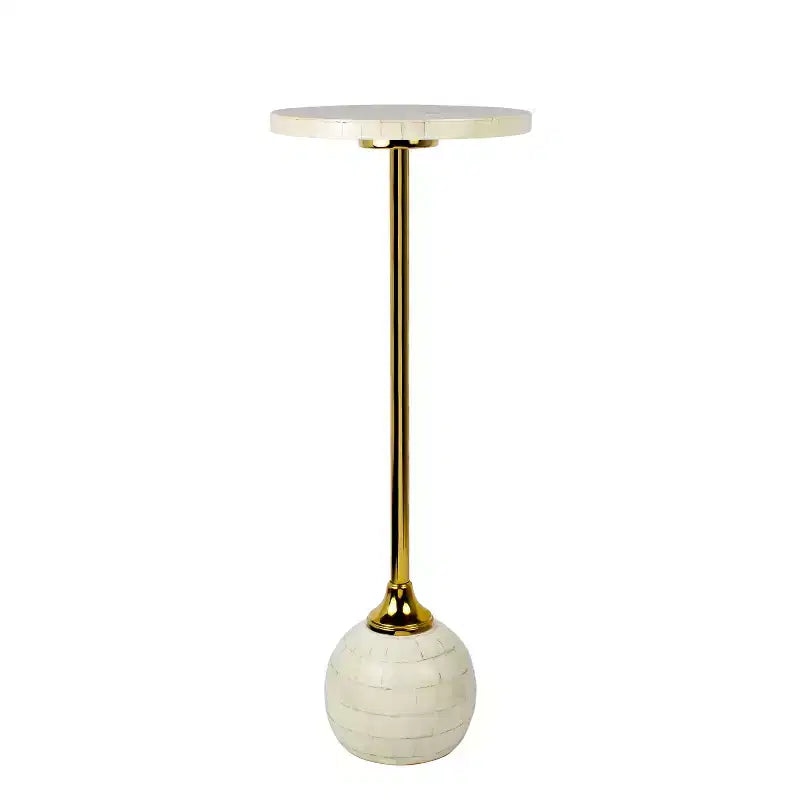 Guéridon en métal/résine style glamour avec plateau mosaïque
