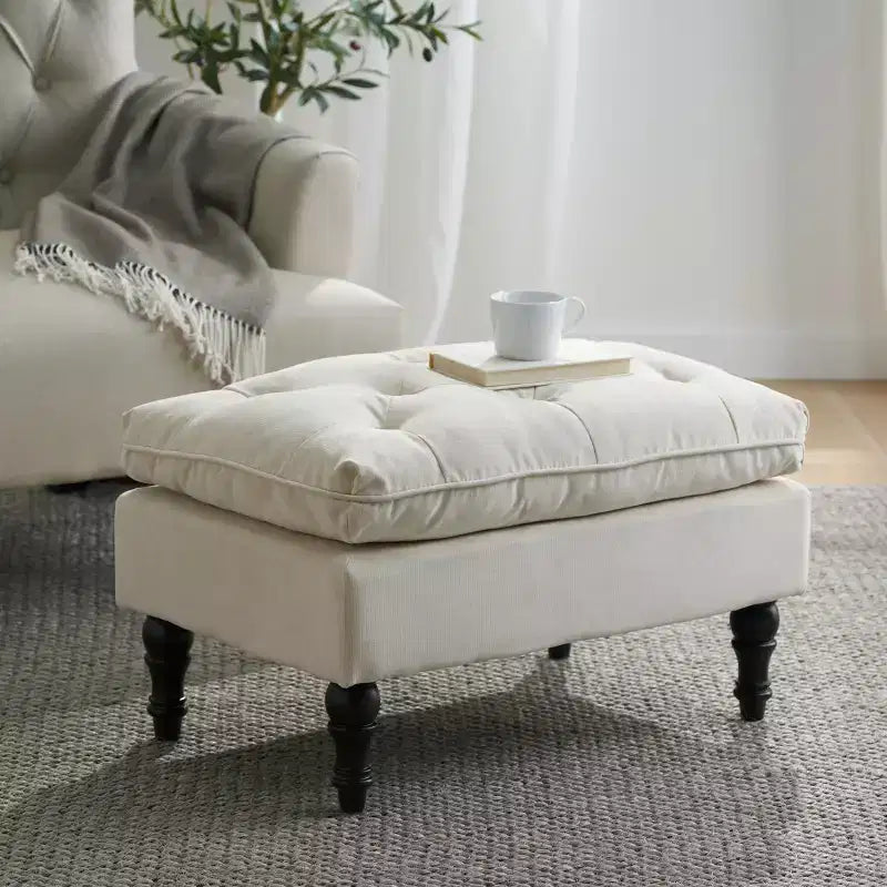 Pouf ottoman contemporain avec surmatelas intégré