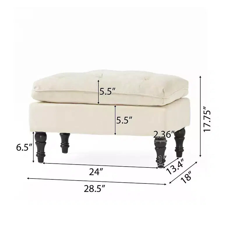 Pouf ottoman contemporain avec surmatelas intégré