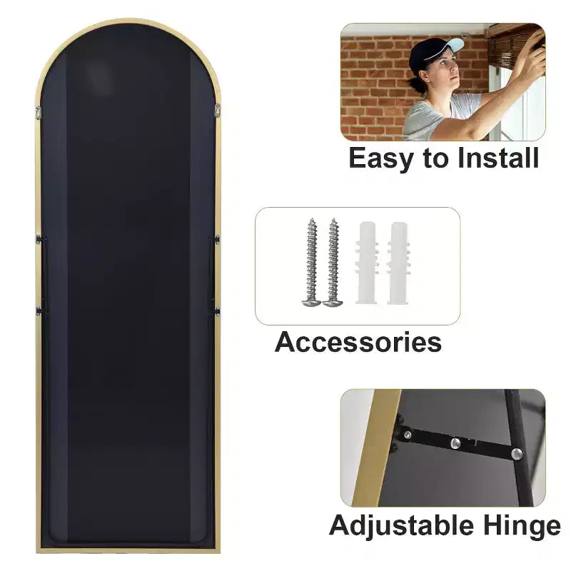 Miroir arqué pleine longueur sur pied