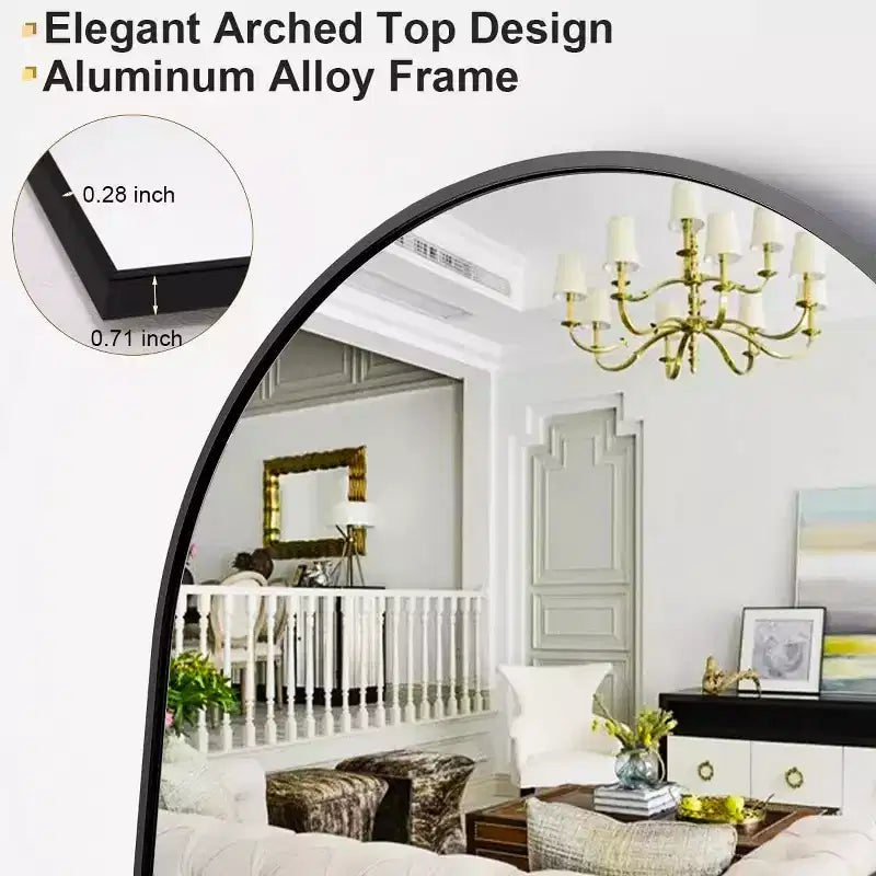 Miroir arqué pleine longueur sur pied