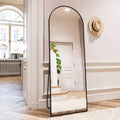21 x 64 Full Length Arched Floor Mirror Black/Gold-HOMLUX: Freestanding Design Metal Frame