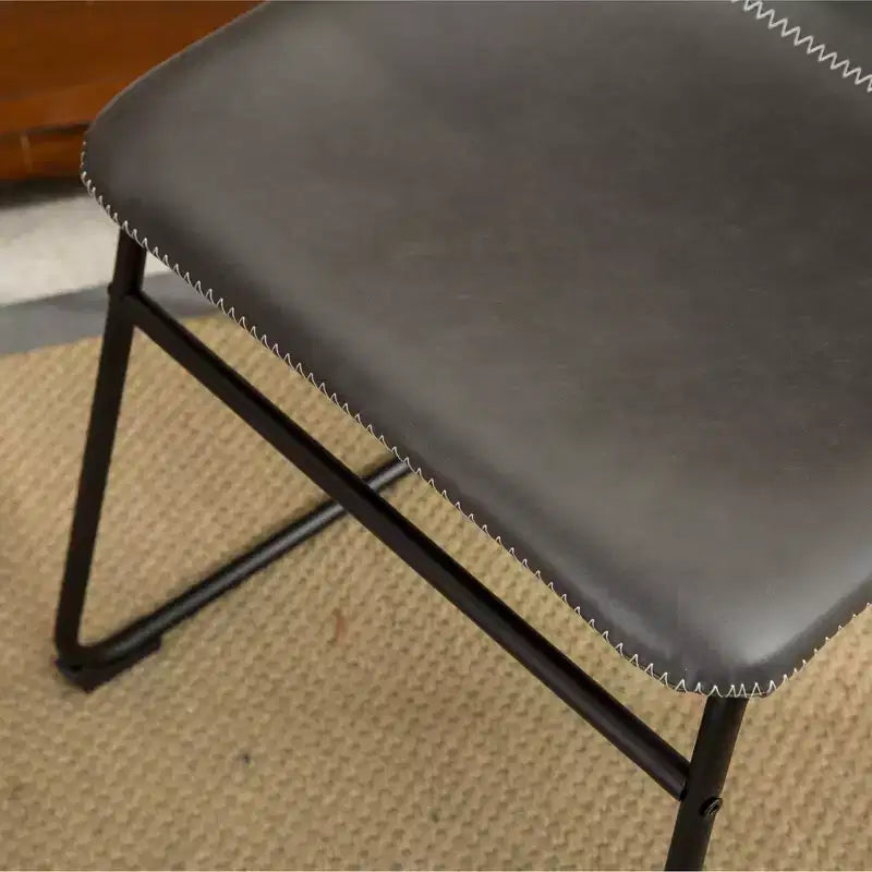 Chaises de salle à manger en cuir PU vintage gris antique lot de 2